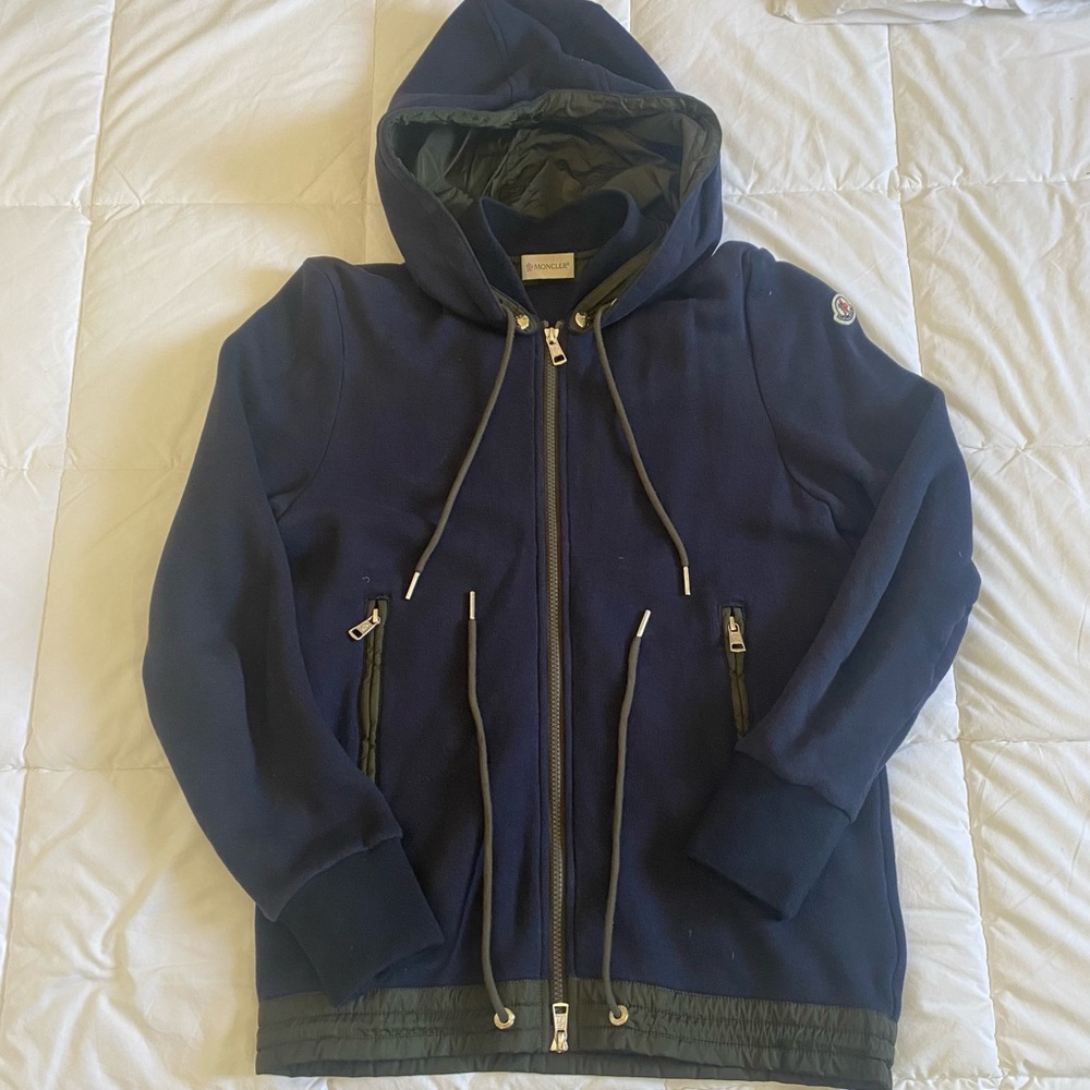 Blue and Green Moncler Zip Hoodie